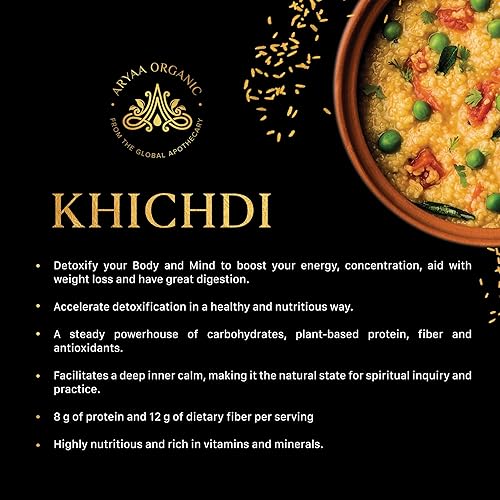 Miniatura 6 de Aryaa Organic Khichdi 7.76 oz - Comida ayurvédica de una olla con arroz basmati, Mung Dal, lentejas y especias, vegano, sin gluten, sin OMG,