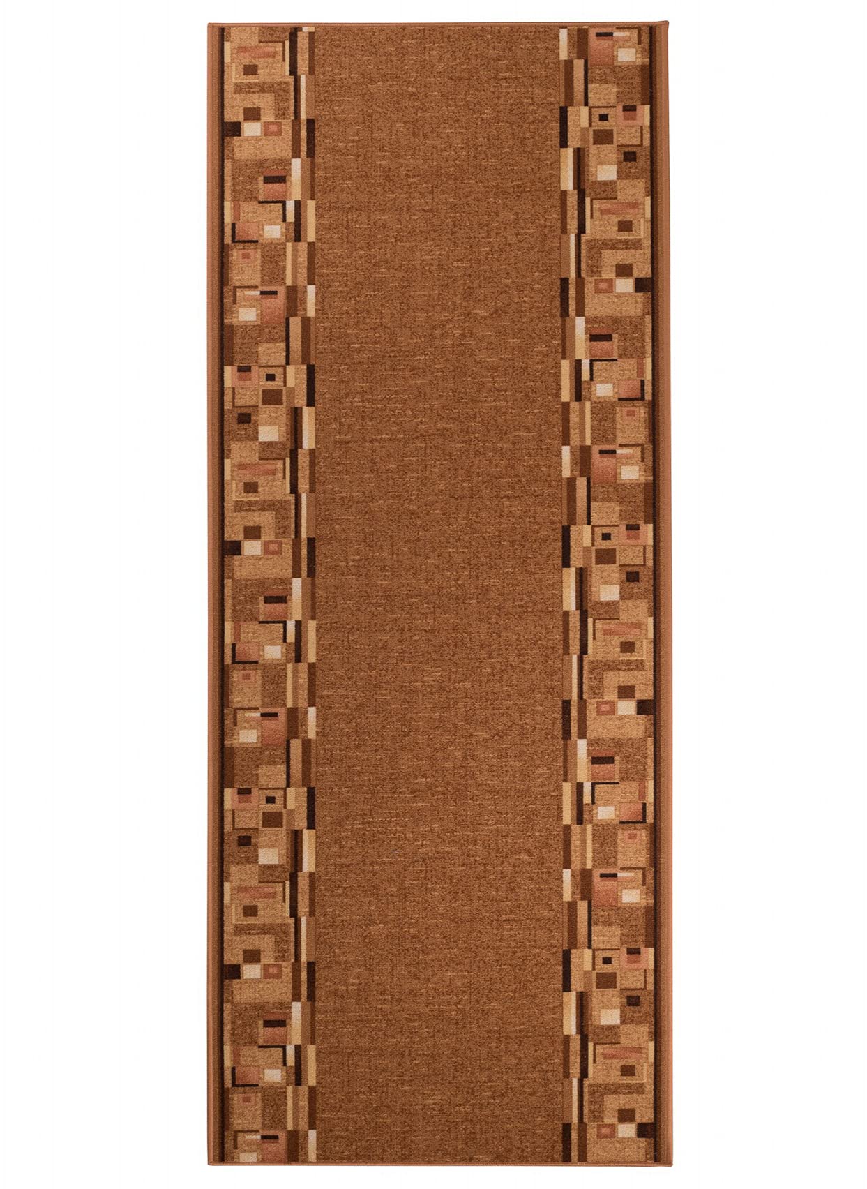 Tapiso Antypoślizgowy dywan chodnik antypoślizgowy most sprzedawany na metry, nowoczesny, jasnobrązowy brązowy kwadratowy figurki, designerski korytarz, kuchnia, salon 100 x 190 cm