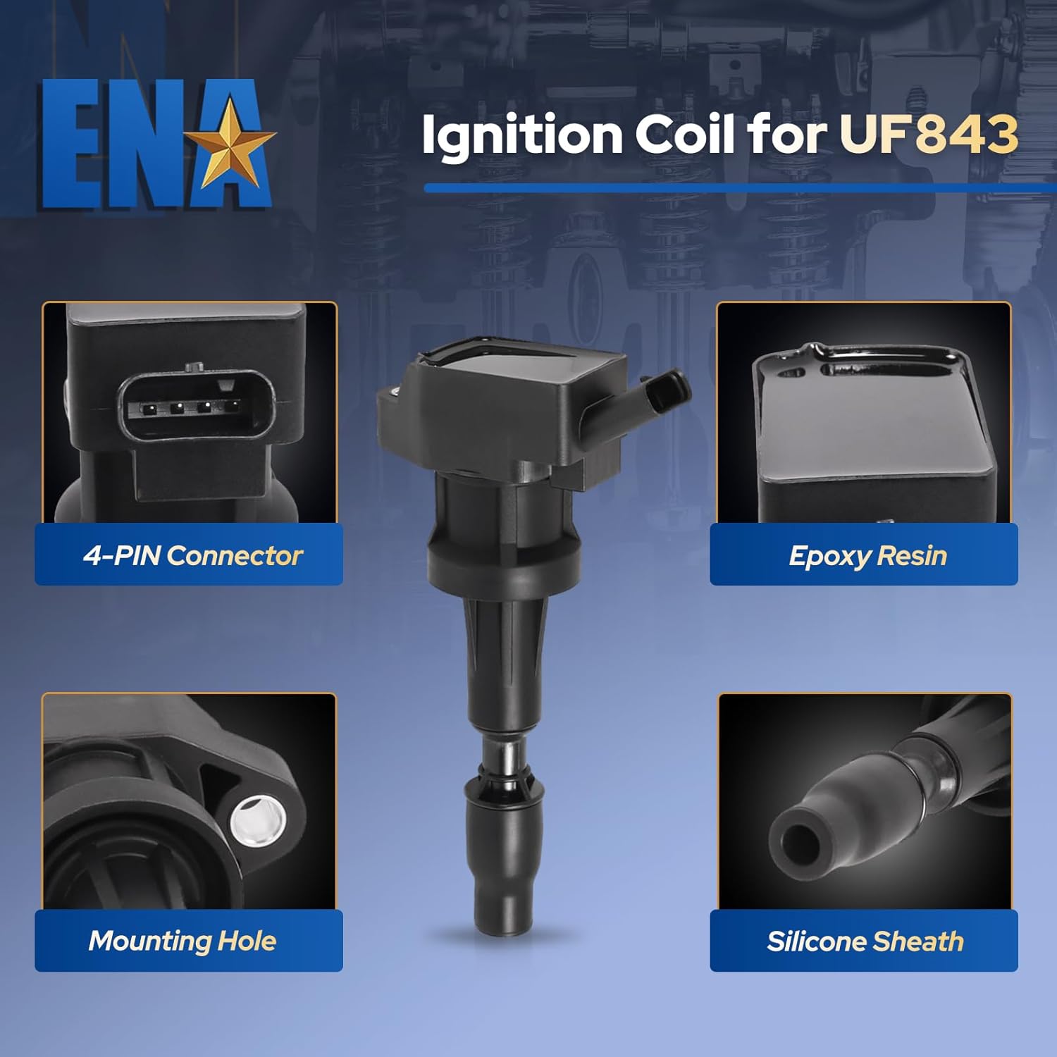 ENA Set of 4 Ignition Coil Pack with 4 Iridium Spark Plug Compatible with Hyundai Kia Ioniq Niro 2017 2018 2019 2020 1.6L L4 Replacement for 2730103HA0 1788601 GN10914 UF843 9409