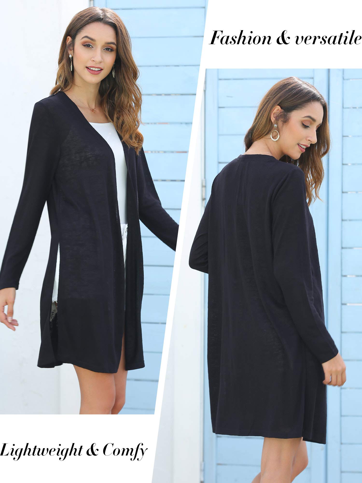 MessBebe Cardigan Donna Lungo Leggero Aperto Davanti Manica Lunga Diviso Casuale Traspirante Eleganti Giacca Tops per Primavera Estate