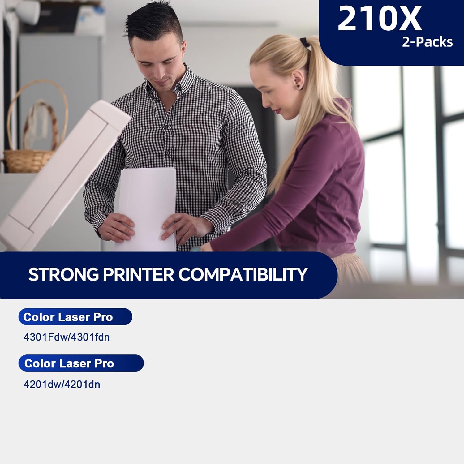 210X Black High Yield Toner Cartridges (2 Pack) Compatible Replacement for HP 210X 210A 210 Toner Cartridge with Color LaserJet Pro MFP 4301fdw 4201dn 4301fdn 4201dw 4301 Printer Ink|W2100X W2101X