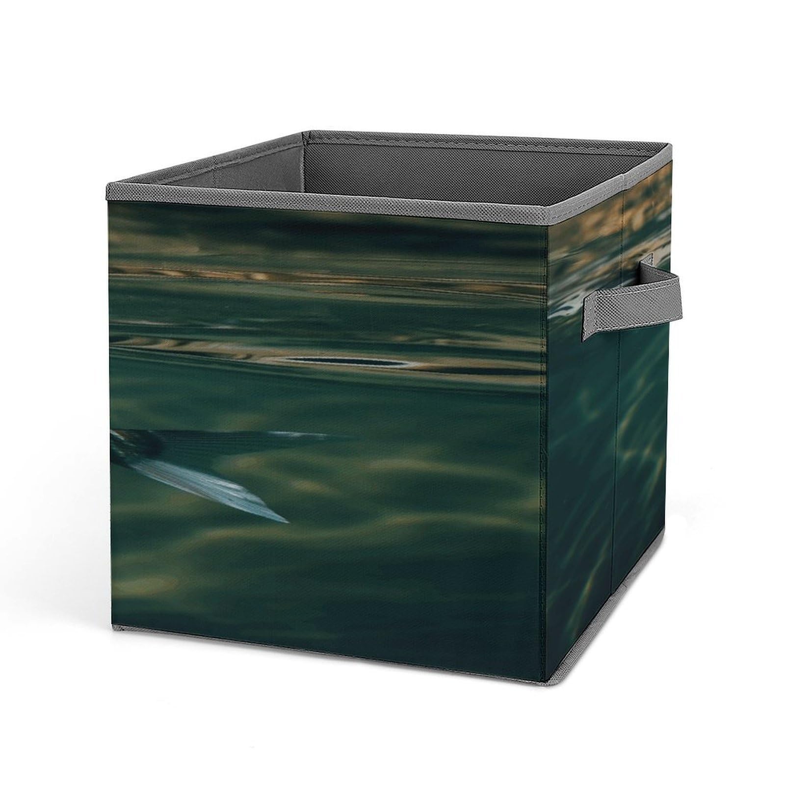 Fodpand Style Fish In Water Storage Cubes Foldable Decorative Fabric, Storage Bins Baskets With Handles, Closet Organizers And Storage For Home, Office,Closet, Clothes