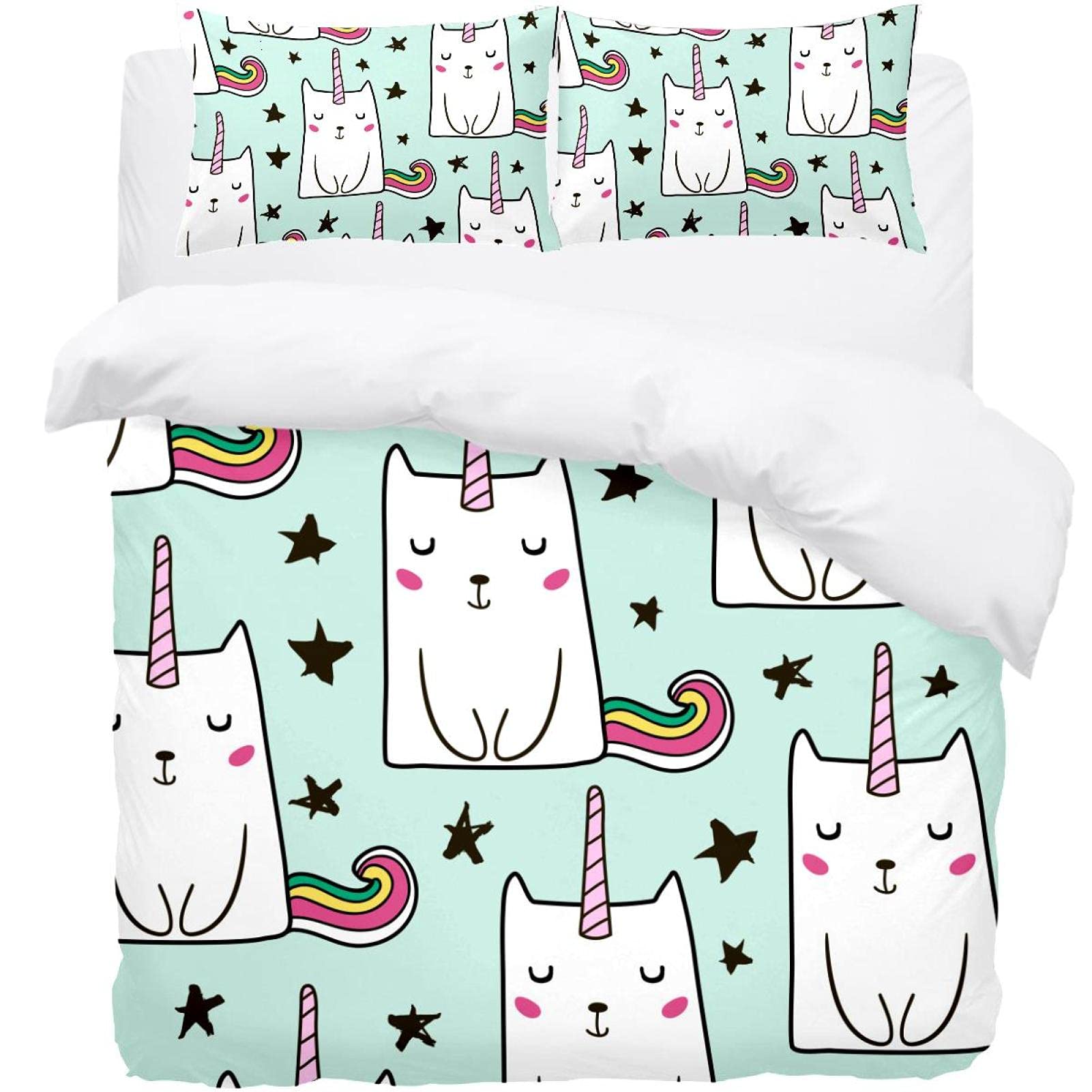 Parure de lit chat et licorne bleue pour remplacer le linge rêche par un confort absolu