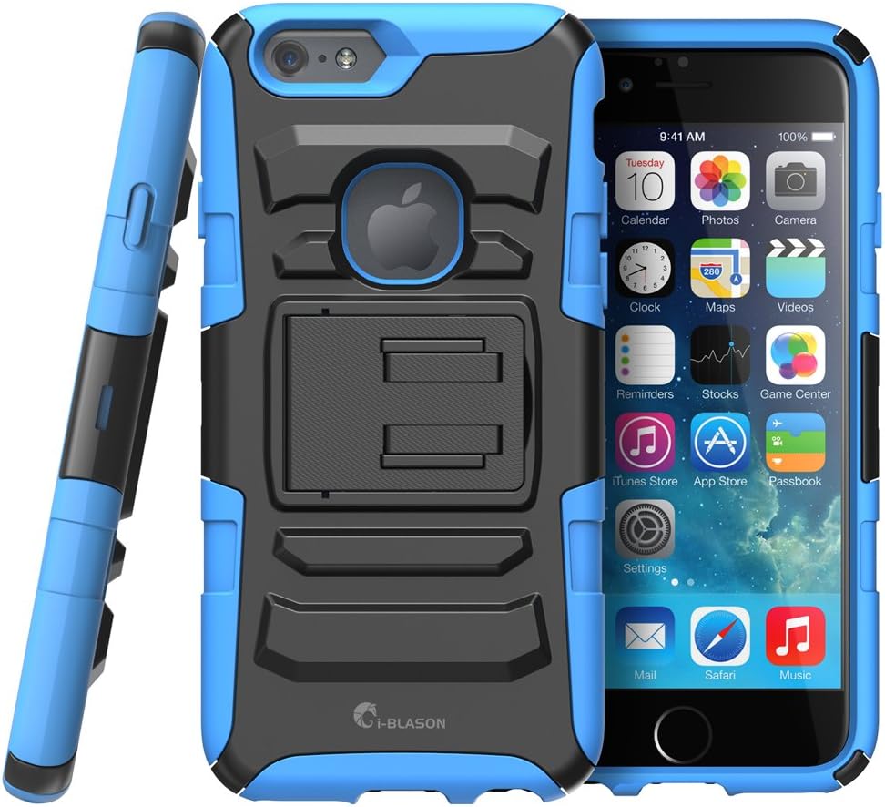 iPhone 6s Case ,i-Blason Prime Kickstand Also Fit Apple iPhone 6 Case (4.7) Dual Layer Holster Cover with Locking Belt Swivel Clip (Blue)