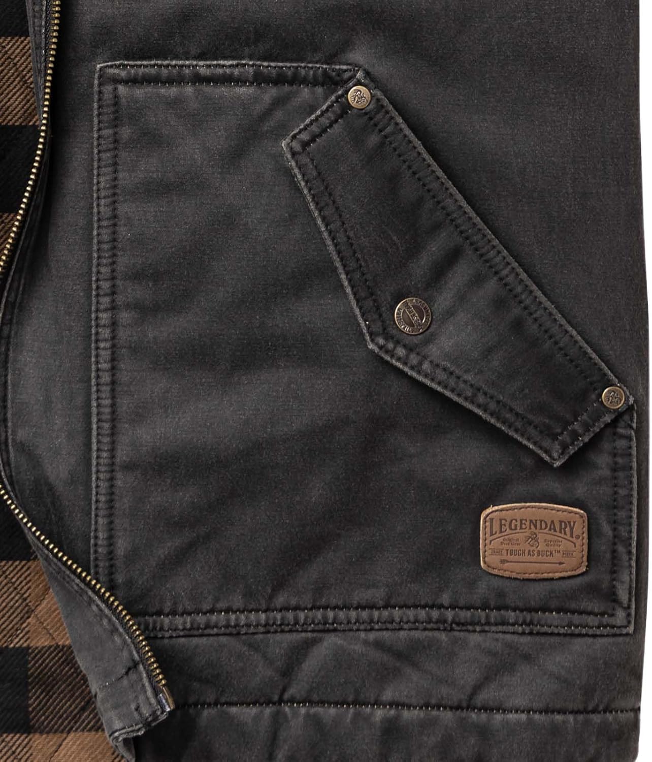 Legendary Whitetails Men's Tough as Buck Vest for Men, Work Flannel Lined Hunting Outerwear, Casual Western Insulated Zip Up