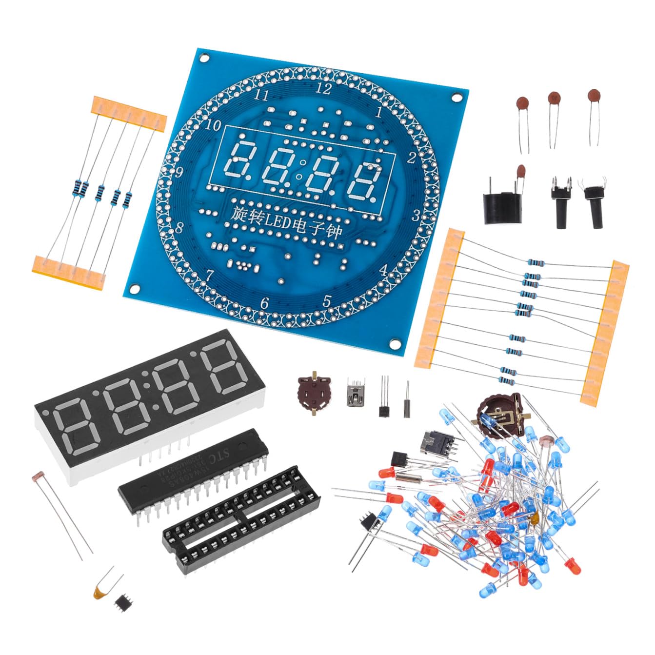 NUOBESTY 4 Ensembles Kit Horloge Électronique LED DIY de Bricolage Affichage Rotatif pour Électronique Soudure Un Bureau Maison