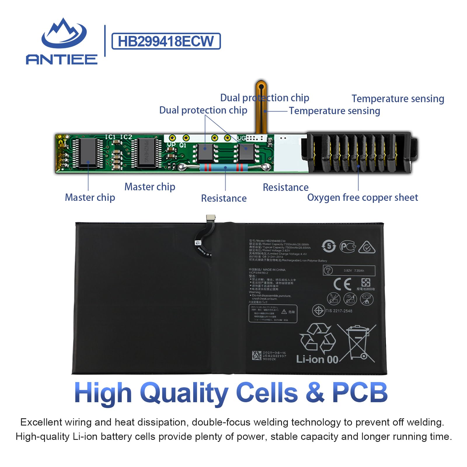 Huawei Mediapad M5 Lite 10 K KYUER HB2899C0ECW Batterie Pour Tablette Compatible Avec Huawei MediaPad M3 M5 8,4" Et Huawei MediaPad T5 10,1" BTV-DL09 BTV-W09 SHT-AL09 SHT-W09 Huawei Stick