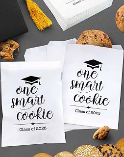 Class of 2025 One Smart Cookie Graduation Party Favors Bags,Graduation Grad Party Treat Bags for College Senior High Kindergarten School (50)