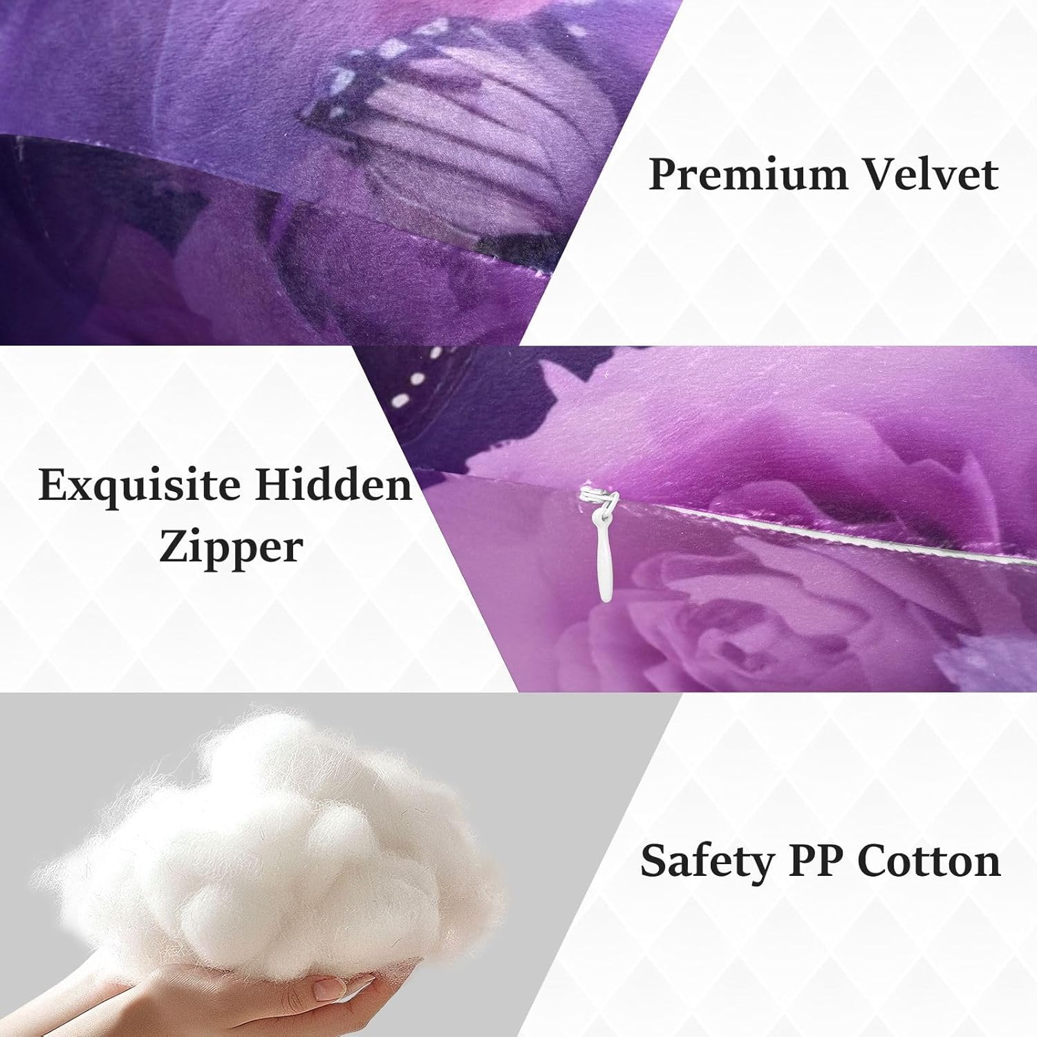 Purple Flowers and Butterflies Human-Shaped Pillow Soft Body Pillows Washable Velvet Pillows for Anxiety Relief Sleeping Cuddling & Support
