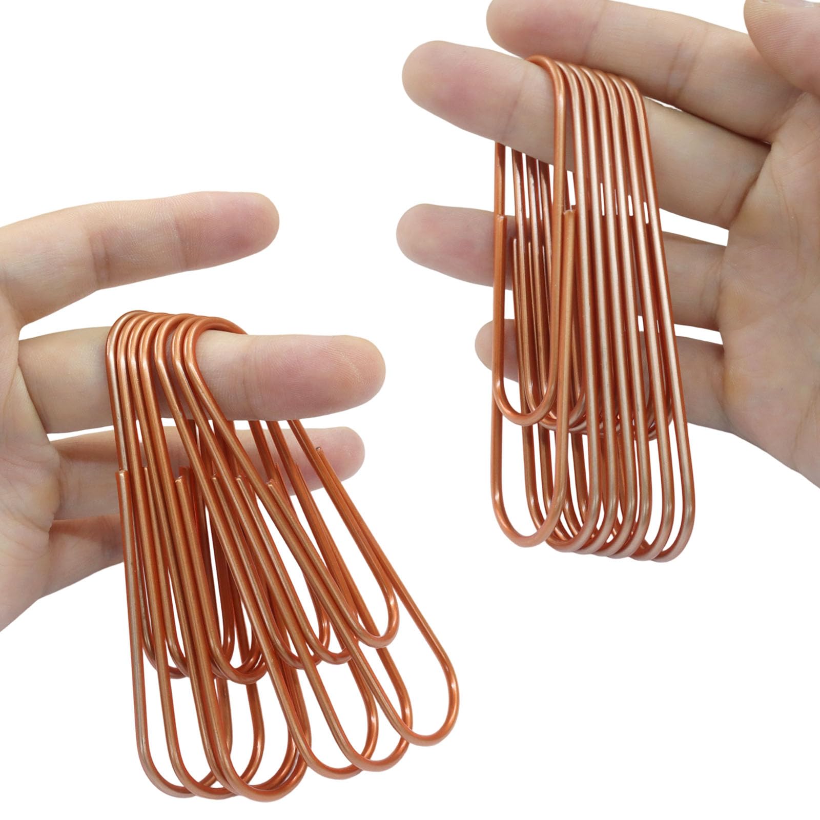 Auvotuis 15Pcs 4 Inch Jumbo Paper Clips, Rose Gold Coated Large Reusable Big Paperclips for Office School Home Document Organizing
