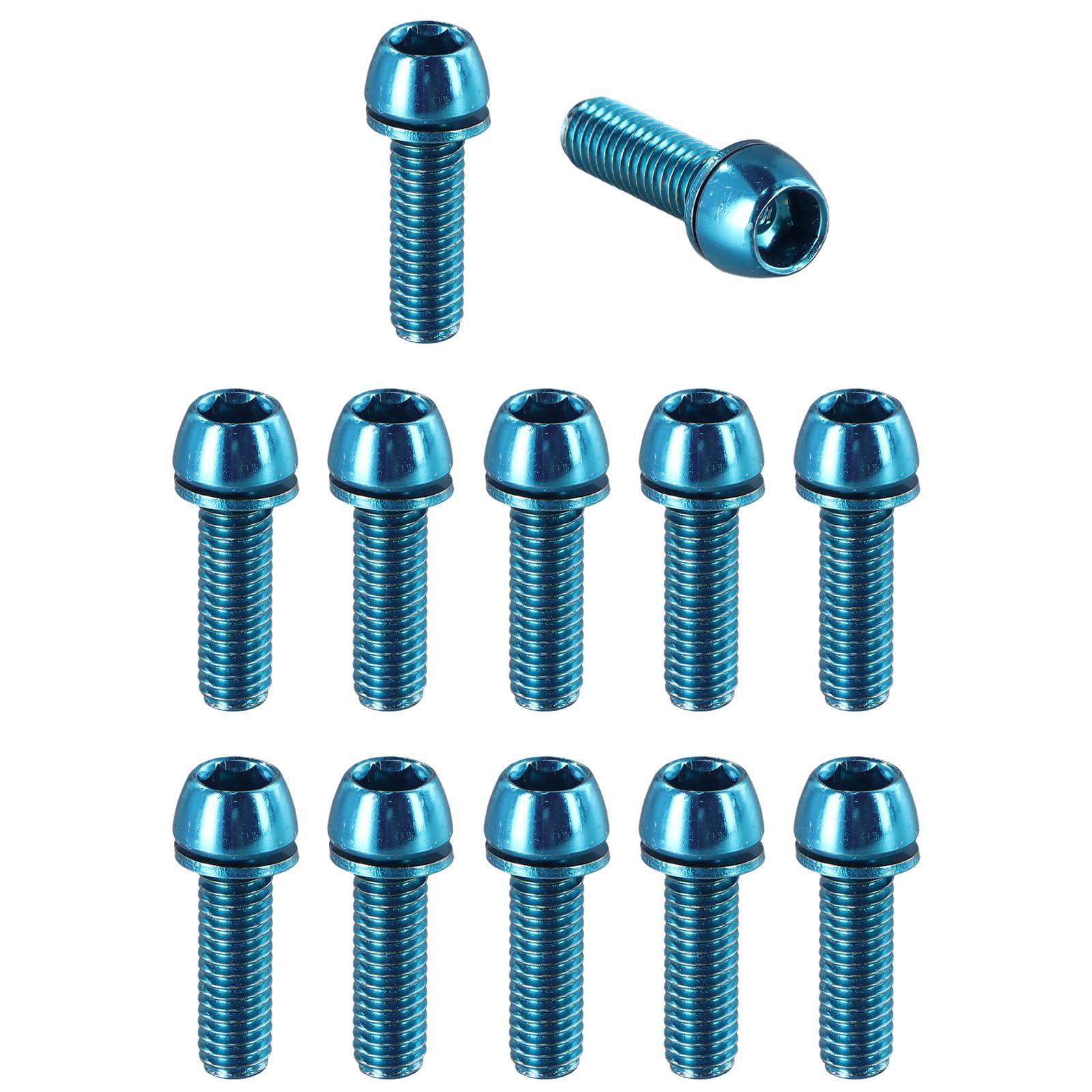 12 Pcs M6x20mm Bicycle Stem Bolts,2 Colors Alloy Steel Handlebar Stem Screws with Washers,Bike Stem Fixed Screws stem Bolt,Bike Disc Brake Caliper Bolts for Mountain Road Bicycle (Blue)