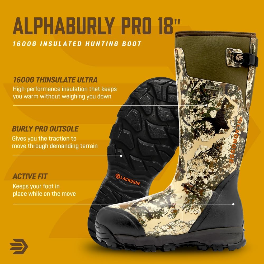 Lacrosse Alphaburly Pro 18" 800g Hunting Boot, Mossy Oak Original Bottomland | Size: 11 - View #7