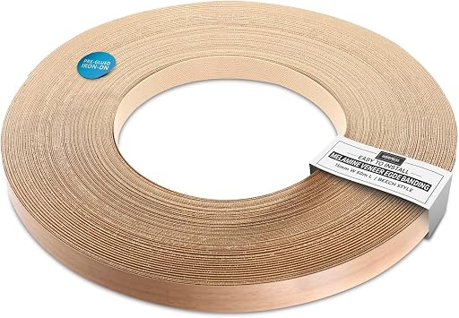 15mm Beech Wood Style Laminate Melamine Pre-Glued Veneer Edging Tape   50m Trade Roll   Iron-On Wood Application