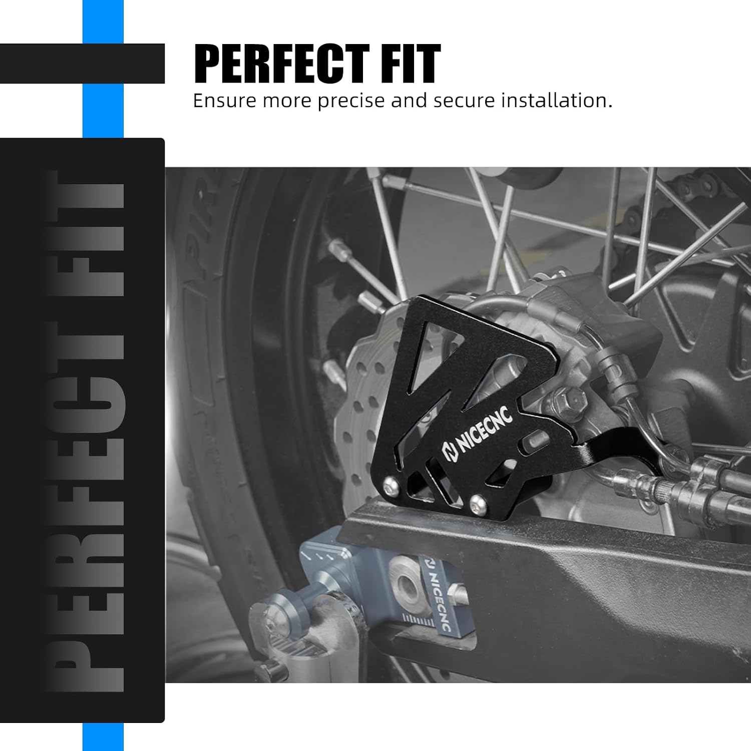 NICECNC Rear Caliper Guard Protector Guards Compatible with Yamaha Tenere 700 /XTZ 700 2019-2024, Tenere 700 Rally Edition 2020-2024,Rear Brake Caliper Shield Cover, Aluminum, Anodization, Black