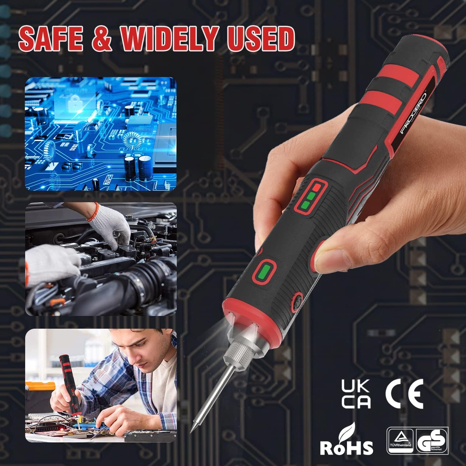 Kit soldador batería de 11 W con 2 puntas de soldadura de repuesto | 1 bomba de desoldadura y cable tipo C + adaptador UE, Herramientas de soldadura profesionales y seguras,LD006A-PRO