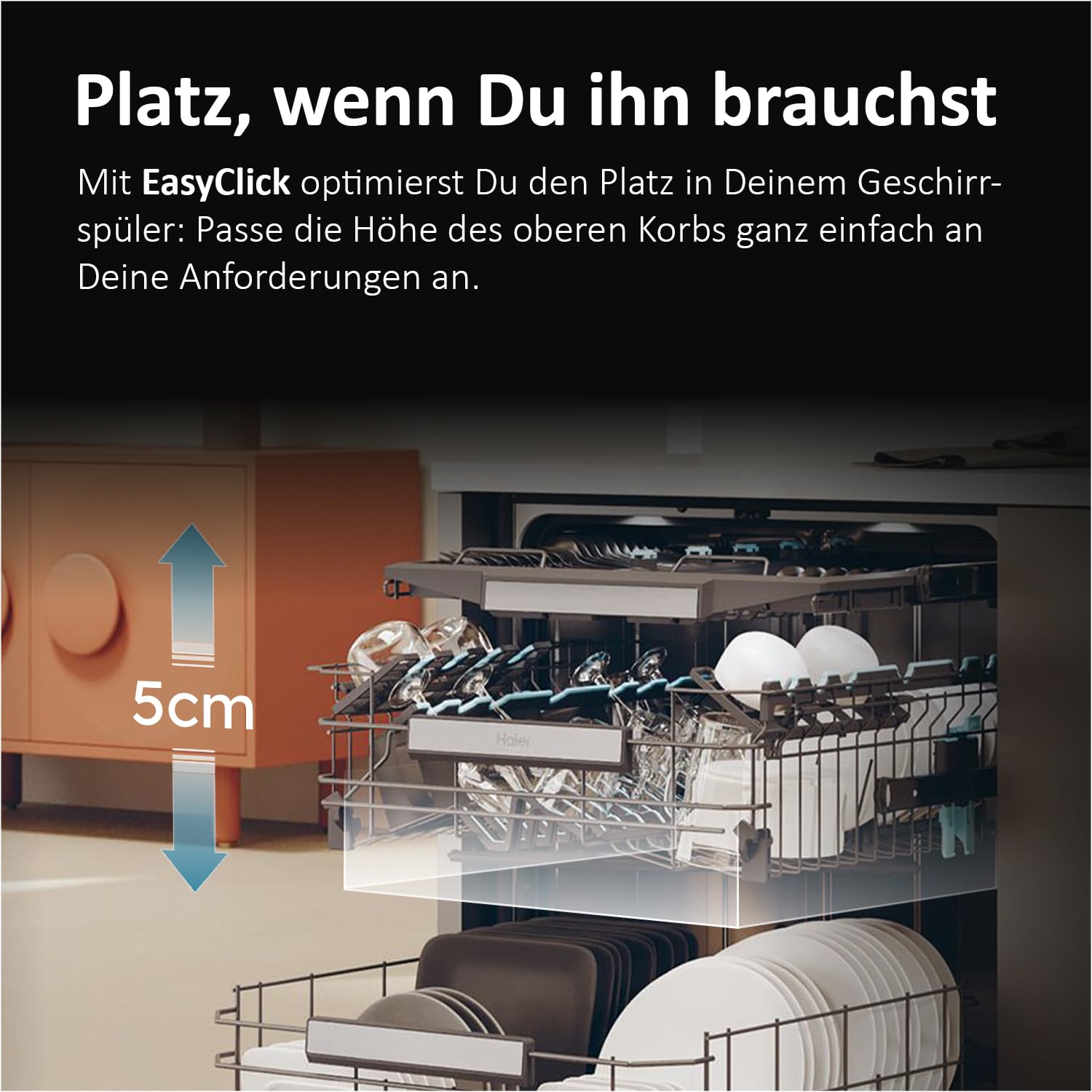 Haier Geschirrspüler teilintegriert 60 cm Washlens Plus Series 2 14 Maßgedecke 5 Programme automatische Türöffnung Besteckschublade leise XH 4C4F1S