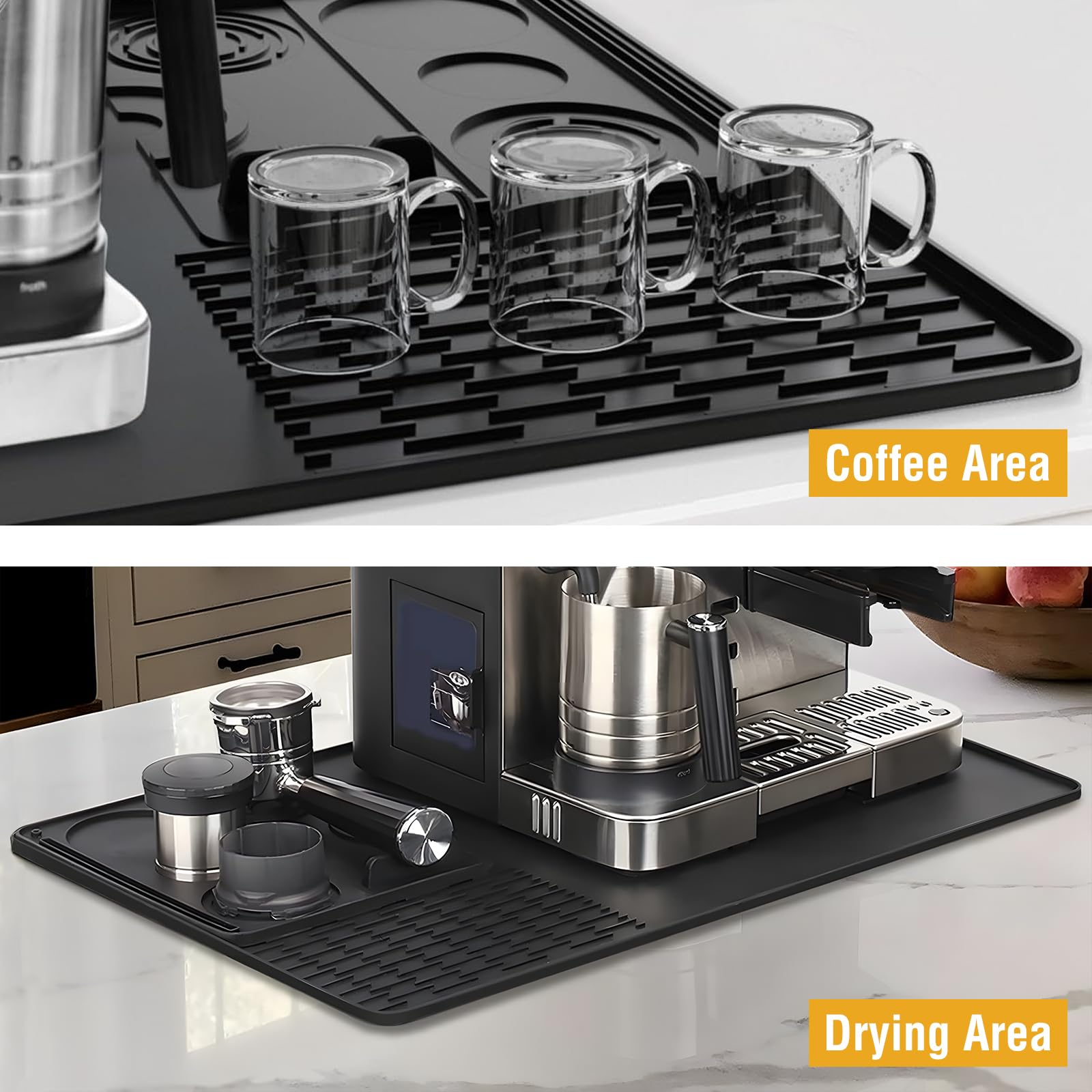 2 en 1 base para cafetera, alfombrilla de silicona con borde convexo, alfombrilla de café de silicona antideslizante, accesorio para barra de café Ninja Luxe Cafe