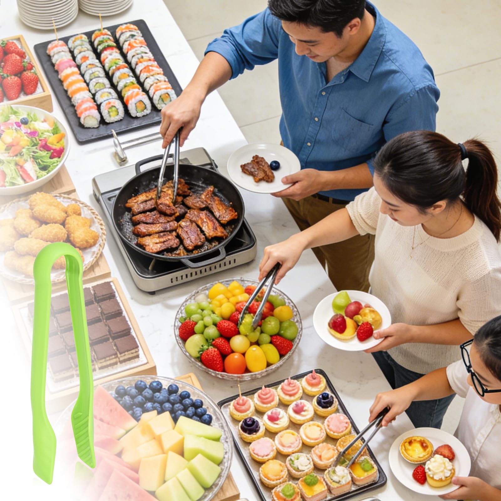 QUARKZMAN 40 Pezzi Pinze Per Tostapane, 8 Pollici Pinze Da Cucina Per Servire Clip Pane E Insalata Resistente Al Calore Alimenti Cucinare Cottura BBQ Strumenti Buffet, Verde