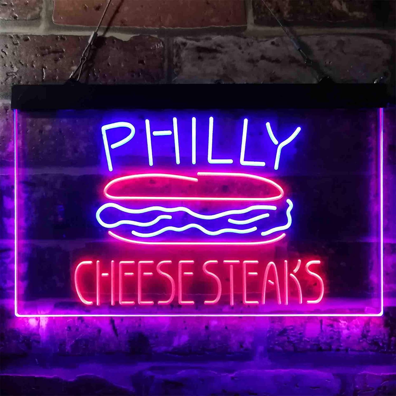 ADVPRO Philly Cheese Steaks Café Dual Color LED Neon Sign Blue & Red 24 x 16 Inches st6s64-i3850-br