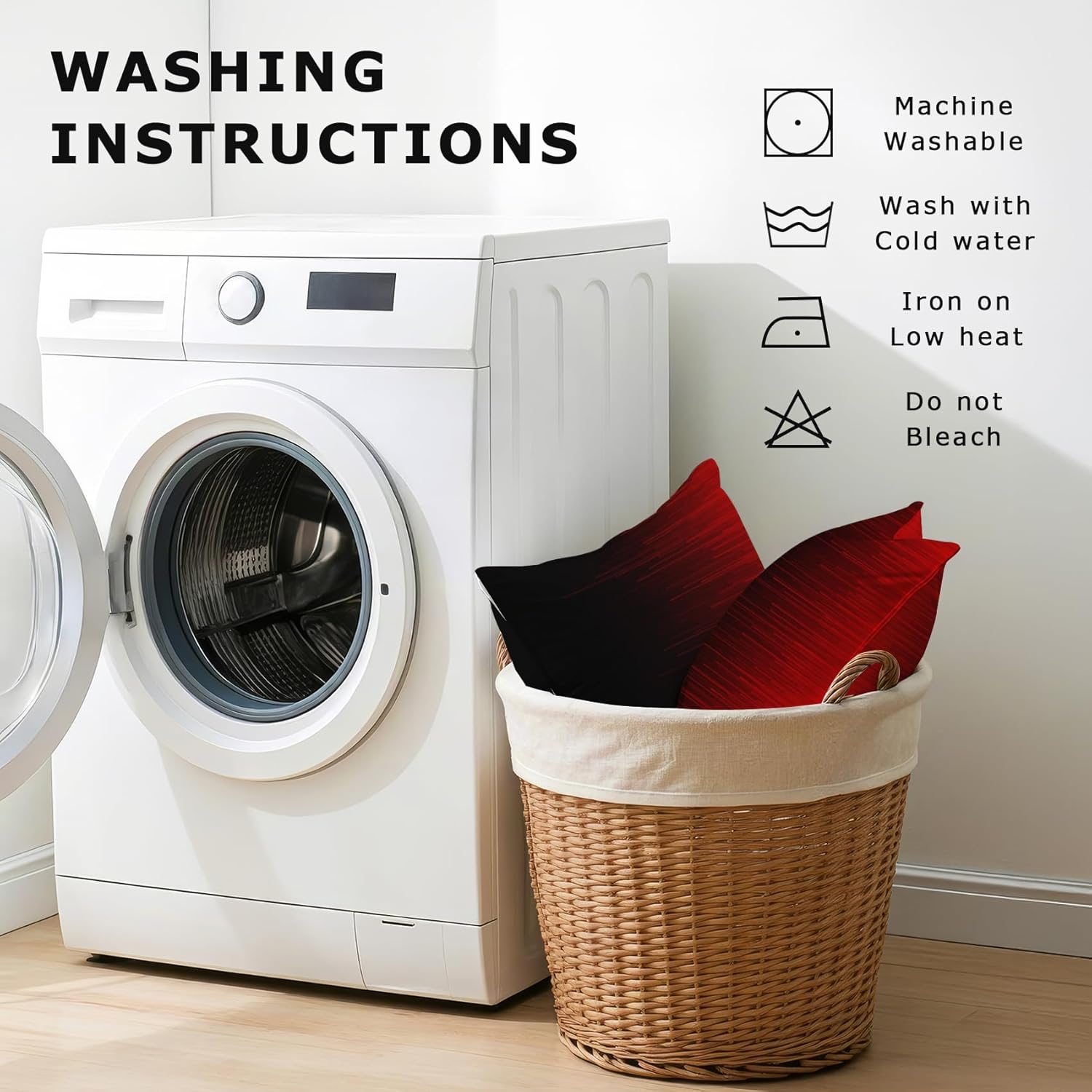 Colorcity Red and Black Pillow Cases King Size Set of 2, Ombre Pillowcases with Envelope Closure, Soft Breathable Microfiber Pillow Covers for Bed, Couch, Gradient Style