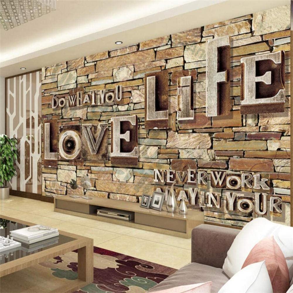 Papier peint 3D vintage pour salon et chambre : sticker mural alphabet 300x210cm