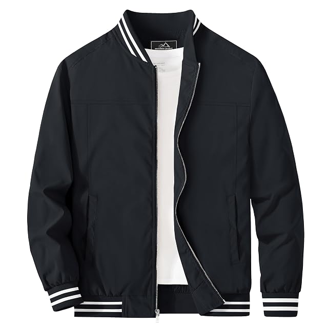 MAGCOMSEN Mens Bomber Jacket Lightweight Windbreaker Jackets Zip Up Windproof Jackets Casual Spring Fall Coat for Golf