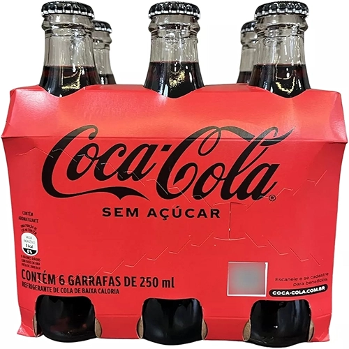 Refrigerante Coca-Cola Sem Açucar 250ml - 6 unidades