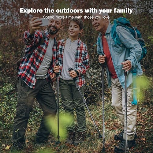 Miniatura 9 de Goplus Bastones de trekking, paquete de 2 bastones ajustables antigolpes para senderismo, escalada, aluminio ligero 7075 con bolsa de transporte