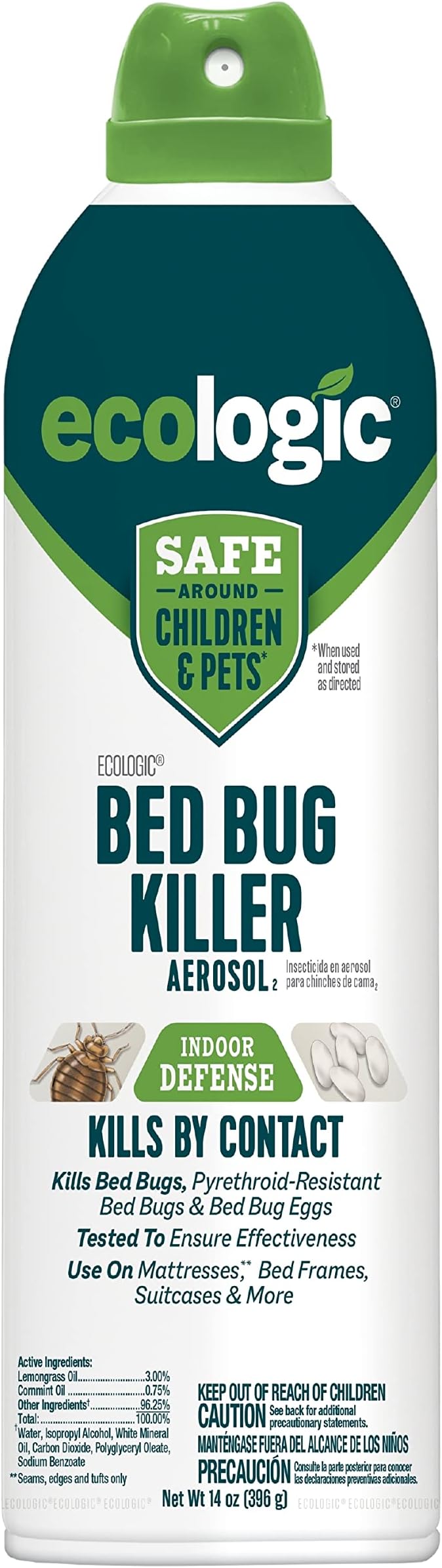 Ecologic 14 Oz Bug Killer Aerosol, Kills Bed Bugs & Their Eggs, Pack of 8
