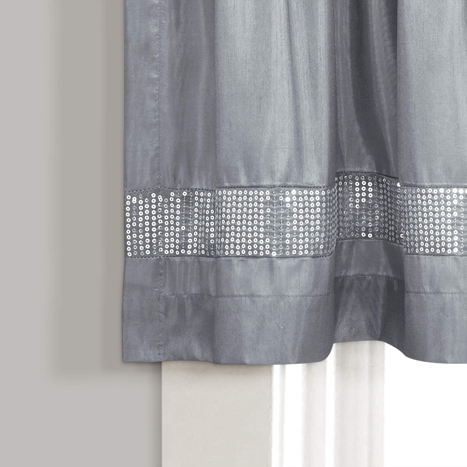 Lush Decor Night Sky Valance Curtain Single, 84"W x 18"L Gray & Silver - Extra Wide Curtains - Kitchen Curtains Valances For Windows - Bathroom Curtain