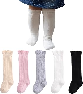 Knee High Socks Baby Girls,Infant Ruffle Knee High Socks,Toddler Knee High Socks White