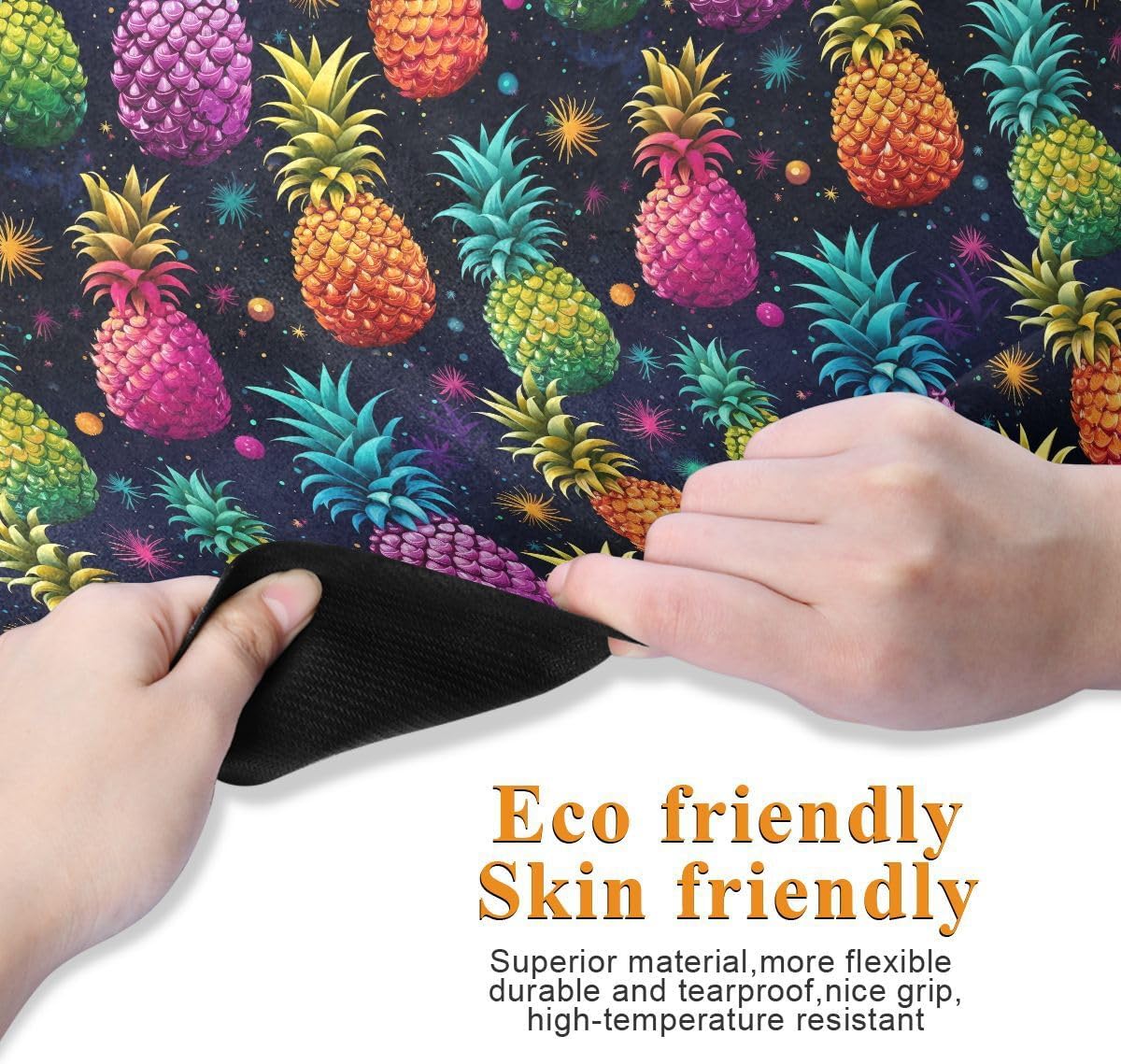 ALAZA Colorful Pineapples Green Pink Yoga Mat Non Slip Fitness Exercise Mat, Workout Mat for Yoga, Pilates and Floor Exercises