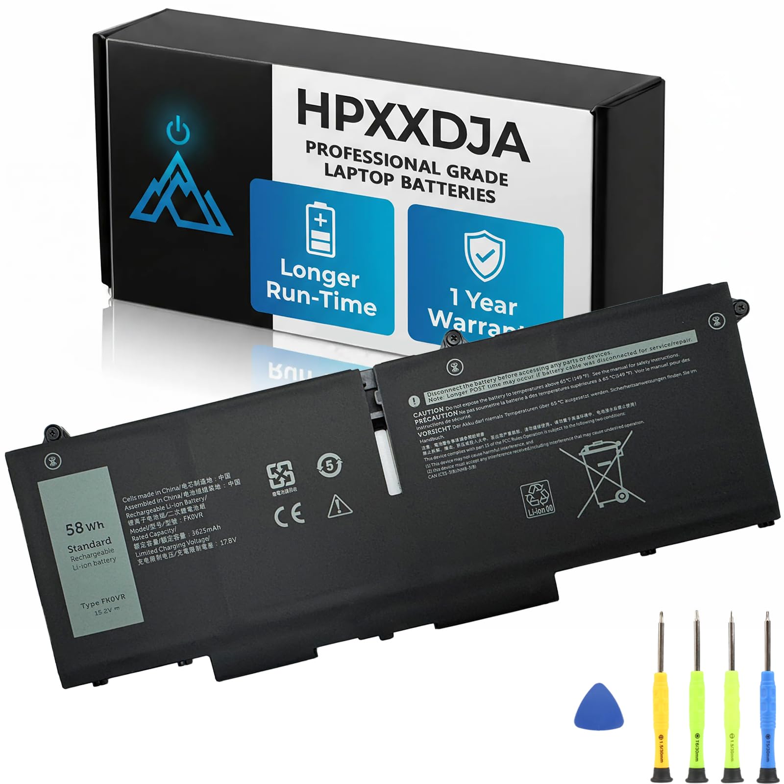 HPXXDJA FK0VR Laptop Battery Replacement for Dell Latitude 5330 7330 7430 7530 Latitude 5330 2-in-1/7330 2-in-1/7430 2-in-1 P133G P134G P135G P136G