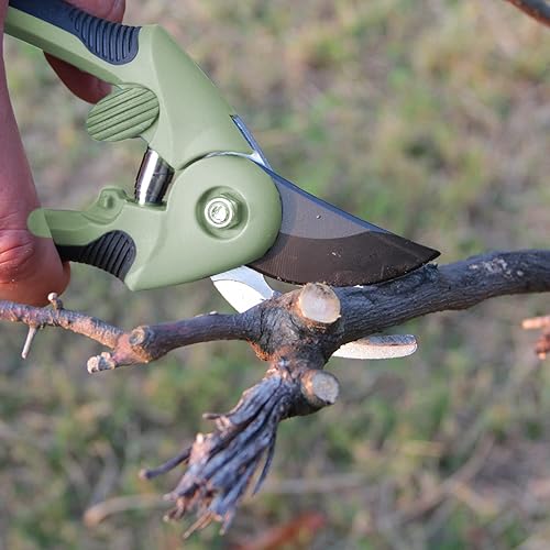 Miniatura 7 de SZHLUX Tijeras de podar, podadora de mano de precisión afilada SK5 cuchillas de acero al carbono para jardín, tijeras de podar, cortadoras de