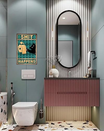 Miniatura 16 de Letrero de metal retro con texto en inglés "Are You Pooping Cat Cat", decoración de baño con texto en inglés "Are You Pooping", decoración del hogar