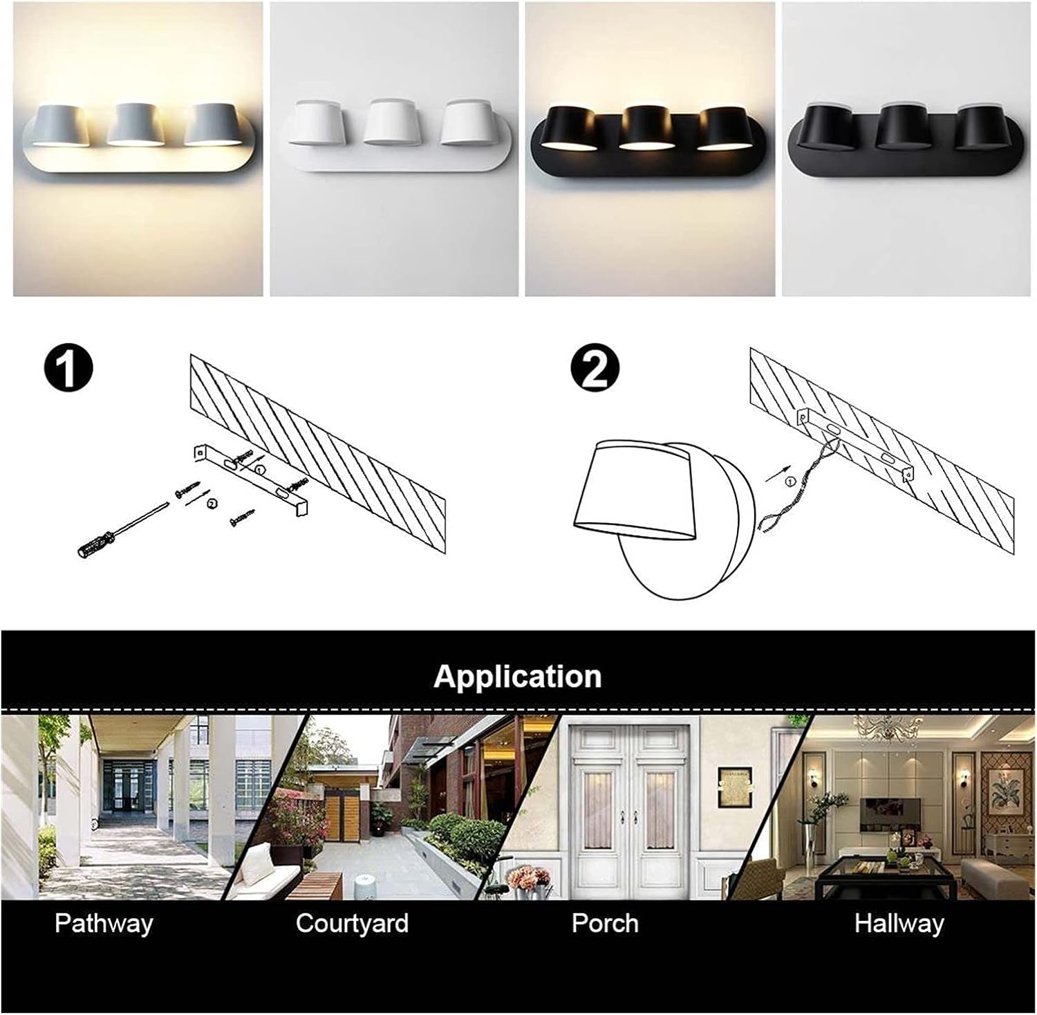 屋内 24 ワット LED 天井モダンなスタイル折りたたみ回転ホームホテルの寝室のベッドサイドリビングルーム読書壁ランプ (Colo