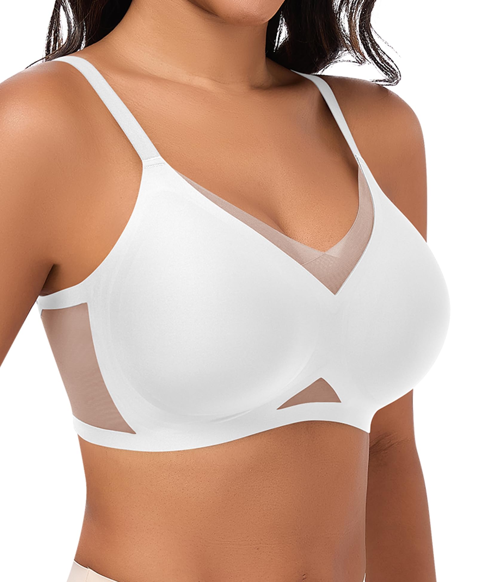 Jiuday Atmungsaktiver BH ohne Bügel Damen Jelly Soft Bra | Nahtlose Mesh Bralette mit Gepolsterter Jelly Push-Up Stütze, Weich & Atmungsaktiv für Täglichen Gebrauch