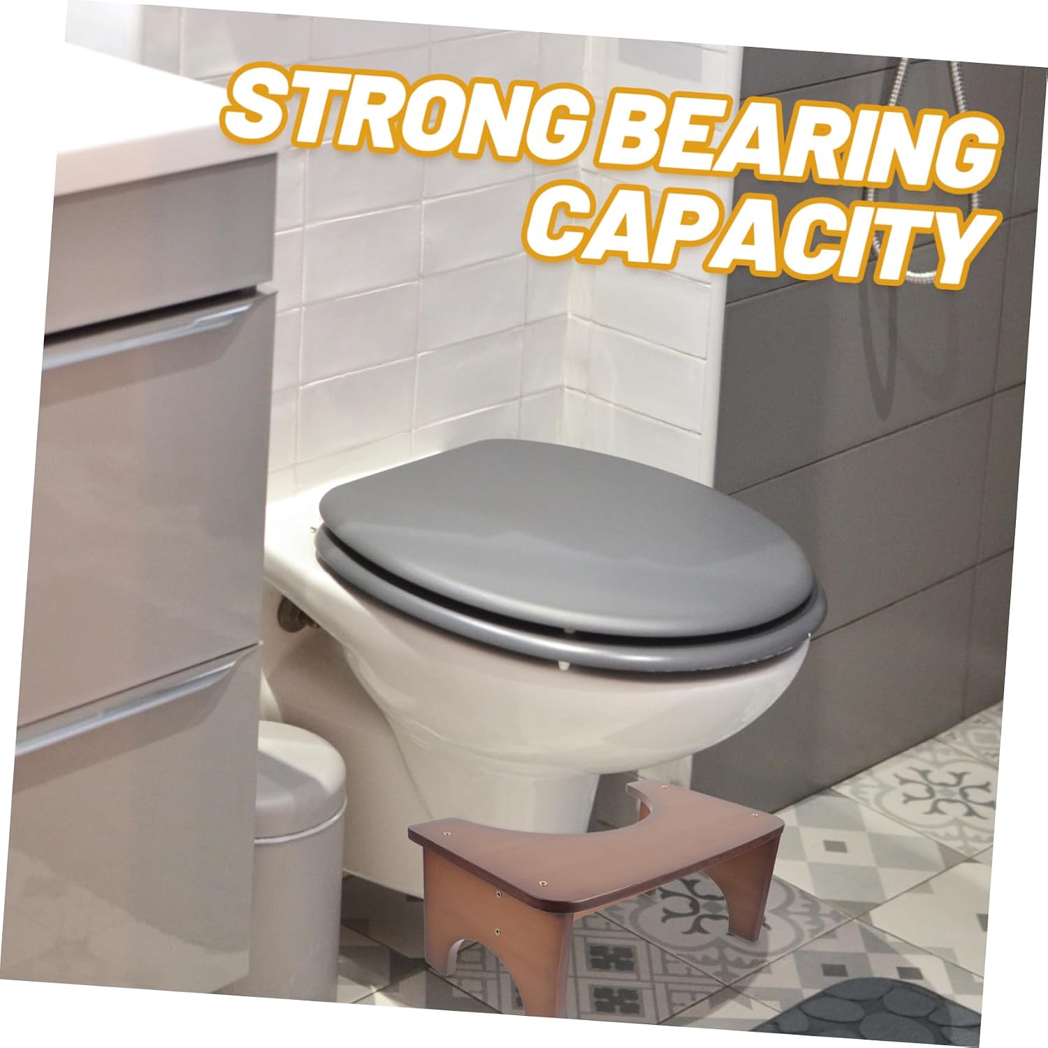 Bamboo Toilet Stool Step for Bathroom Adults, Stable Safety