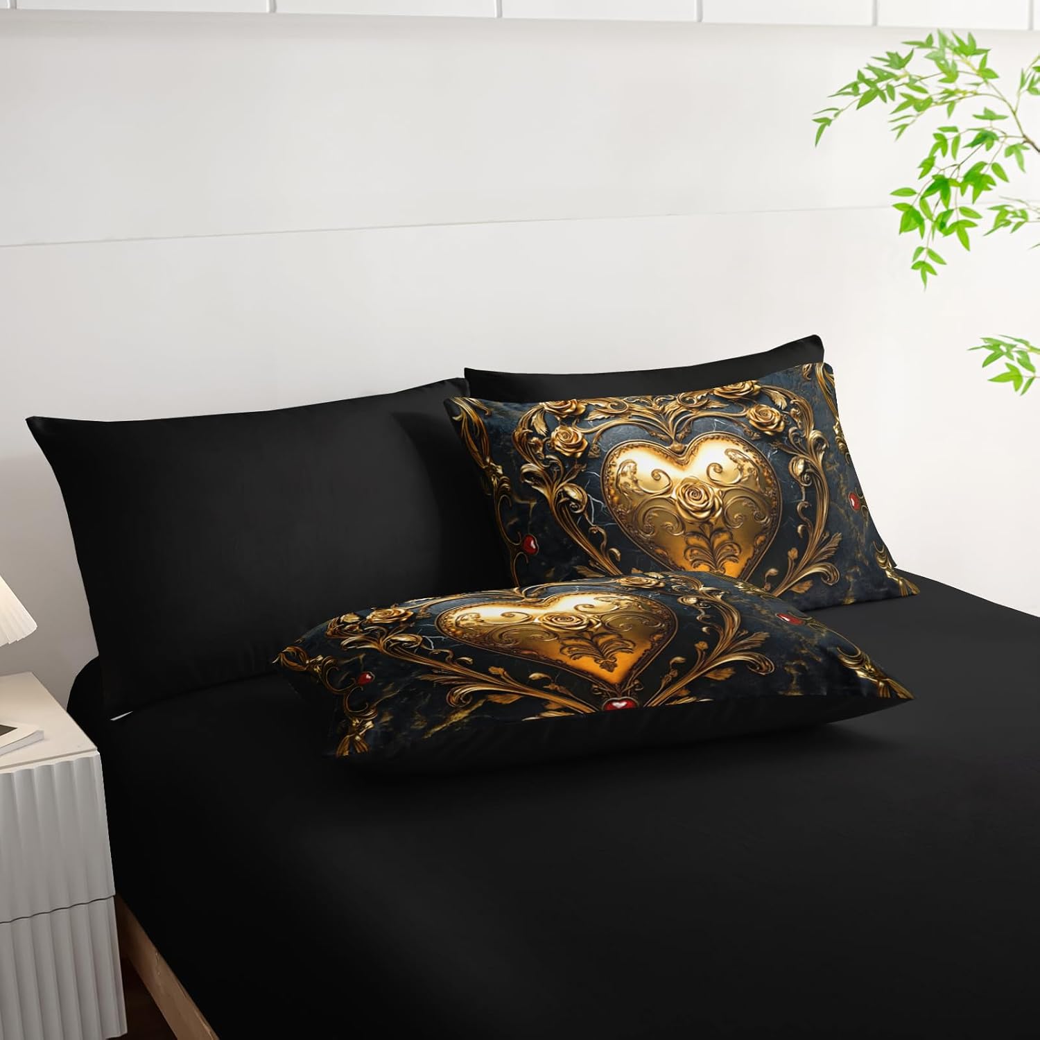 King Size Heart Comforter Set, 7 Piece (1 Comforter, 1 Flat Sheet, 1 Fitted Sheet, 2 Pillowcase and 2 Pillow Sham) - Image 4