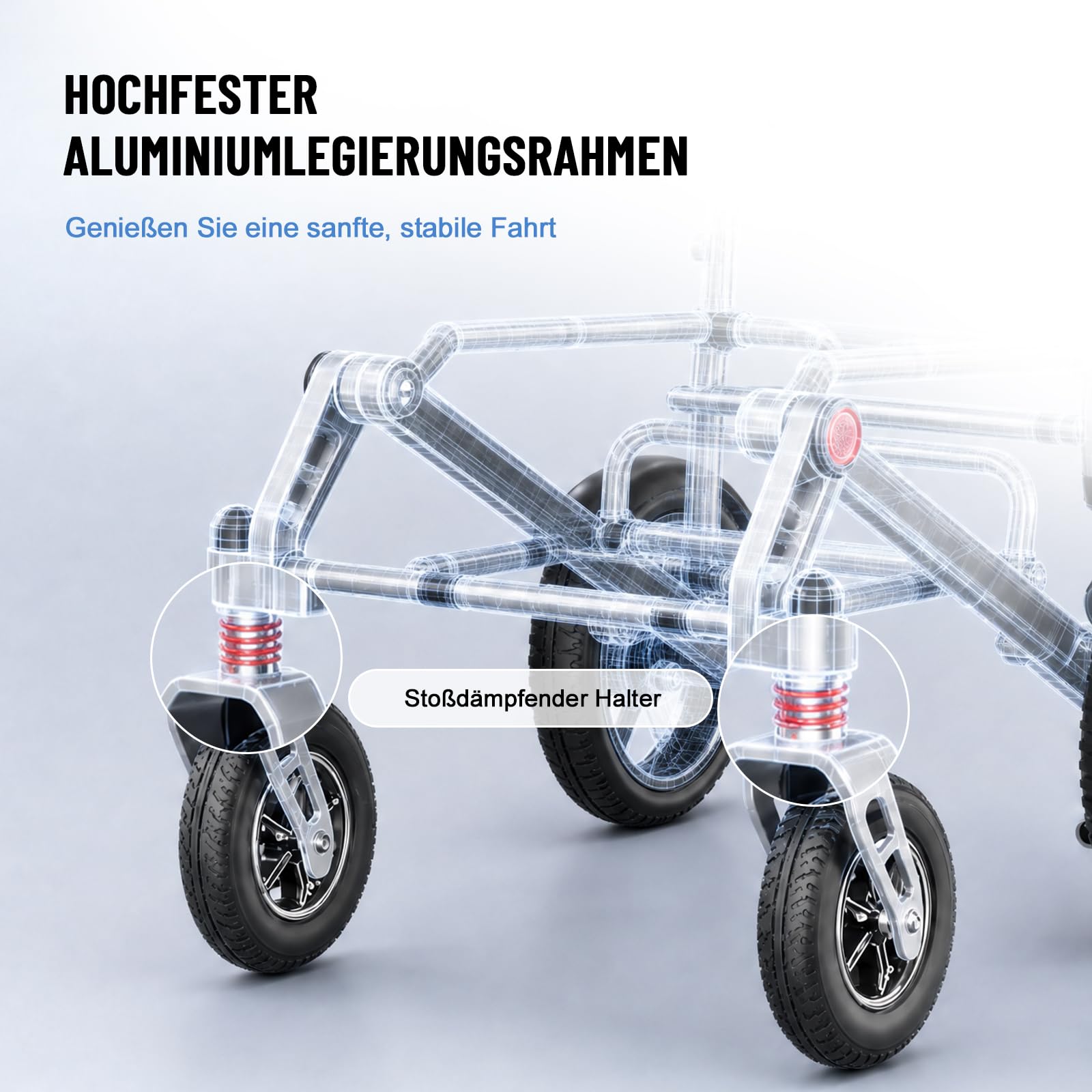 D10 Elektrorollstuhl Faltbar Leicht, Outdoor E-Rollstuhl Für Senioren & Behinderte, 20 km Reichweite, Flugzeugzulassung, 500 W Motor, 12Ah Akku, PU-Räder, Bis 150 kg