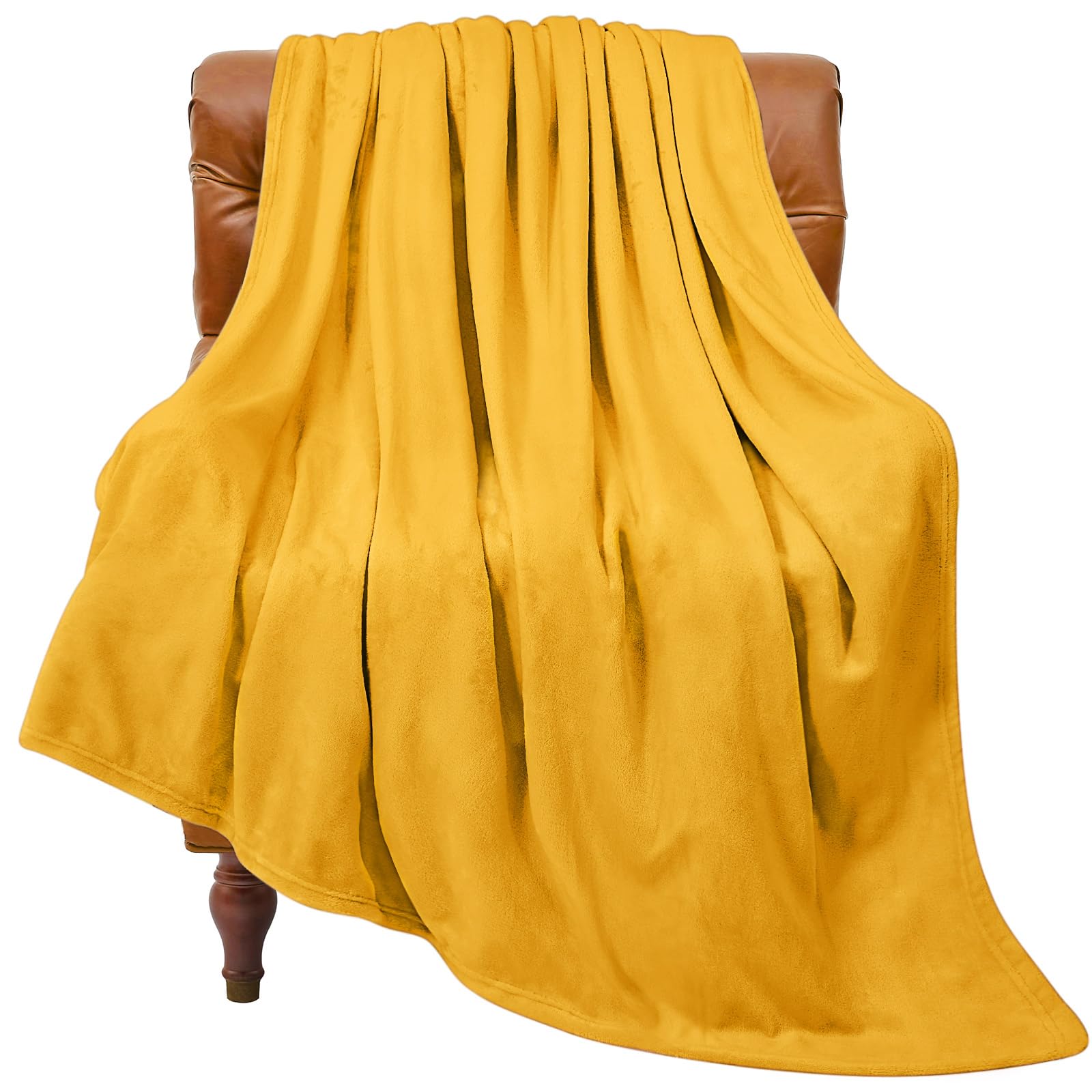 BEDELITE Fleece Blanket Soft Plush Twin Size Blanket Yellow 60"x80" | Ultra Soft Fleece, Plush Microfiber, Lightweight Warmth, All Season Comfort, Fade Resistant, Machine Washable, Couch Sofa Bed