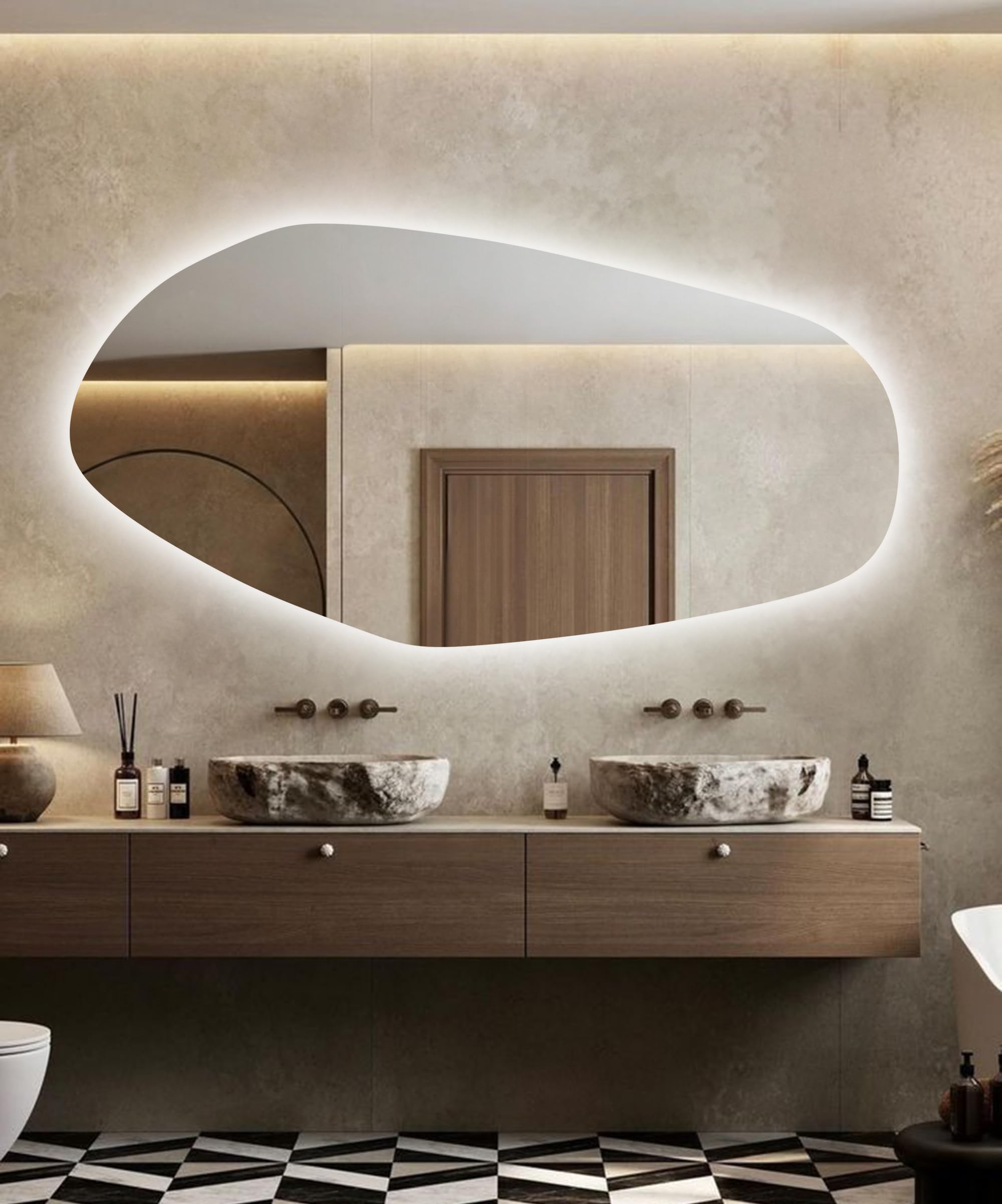 Amazon.com: NORTH KAISER LED Wall Mirror - Asymmetrical Light Up