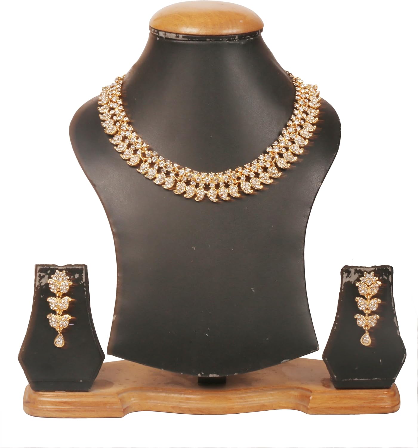 Touchstone Indian wedding jewelry set gold traditional necklaces for women statement rhinestone sets hollywood glamour style crystal stone bridal costume golden necklace