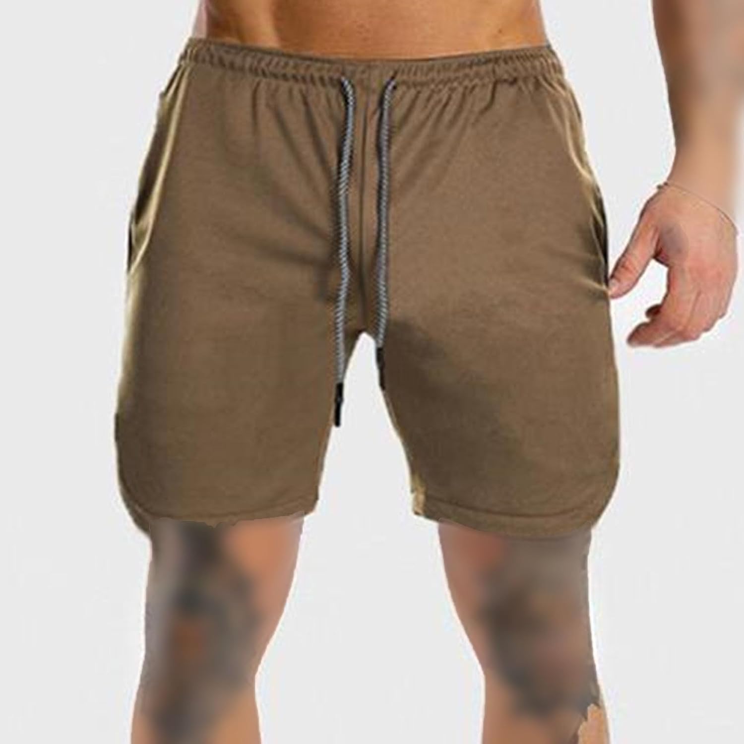 DGHM-JLMY Men's Thin Breathable Camo Stretch Beach Short Lightweight Fitness Training Shorts Casual Summer Drawstring Shorts