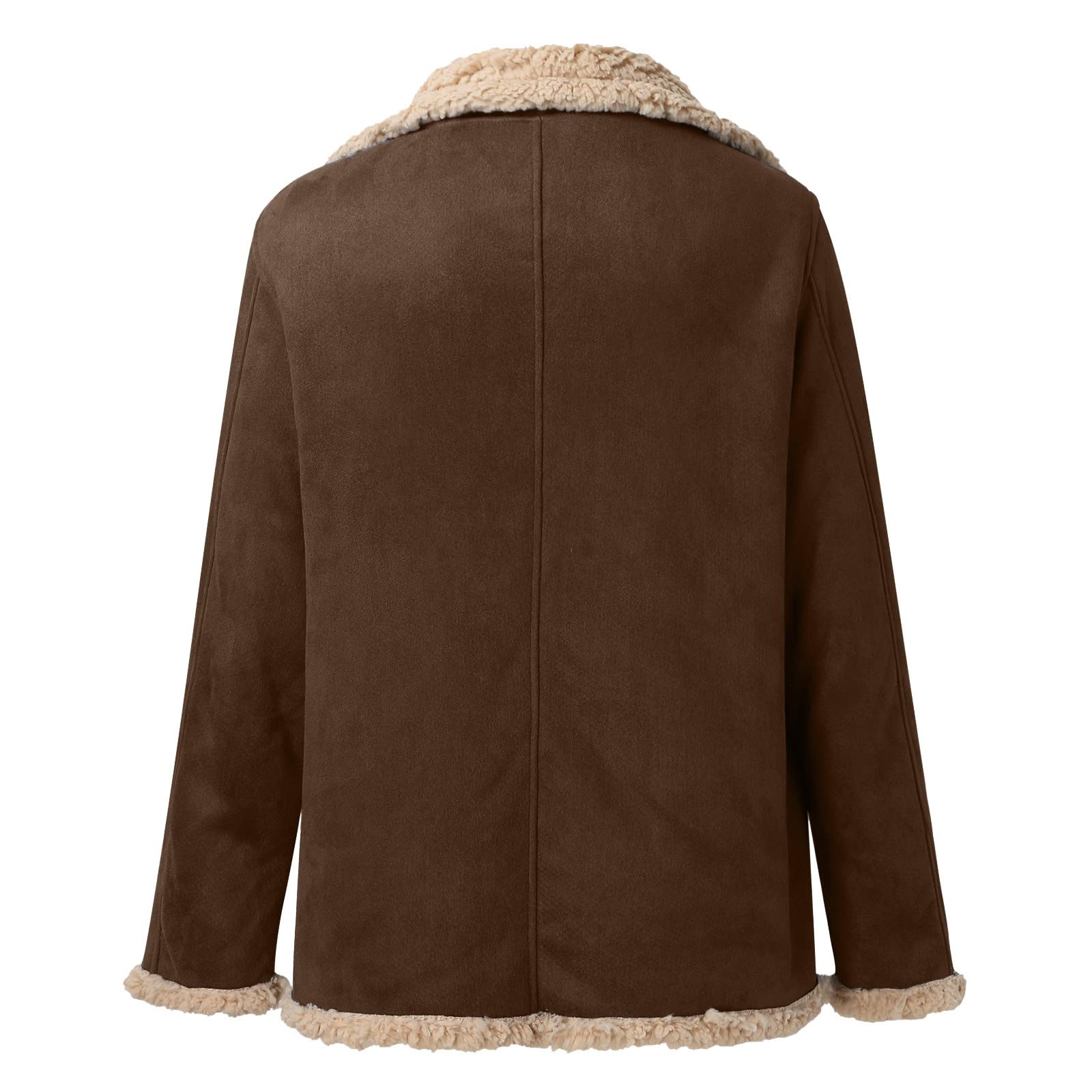Abrigo de invierno para hombre, de longitud media, de piel sintética, con forro polar, abrigo largo y esponjoso, abrigo cálido casual, cuello vuelto, ropa térmica gruesa con bolsillos, S-5XL
