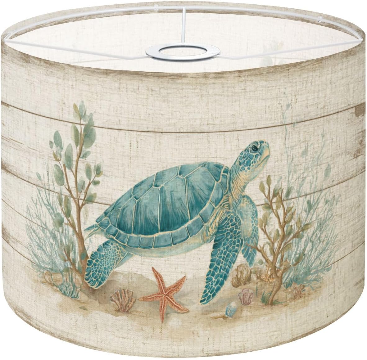 Lampshades Lamp Shades Boho 1 Pack Teal Turtles Coastal Blue Coral Beach Nautical Wood Turtle Light Shade for Table Lamps Floor Lamps Drum Lamp Shades Lampshade Replacement