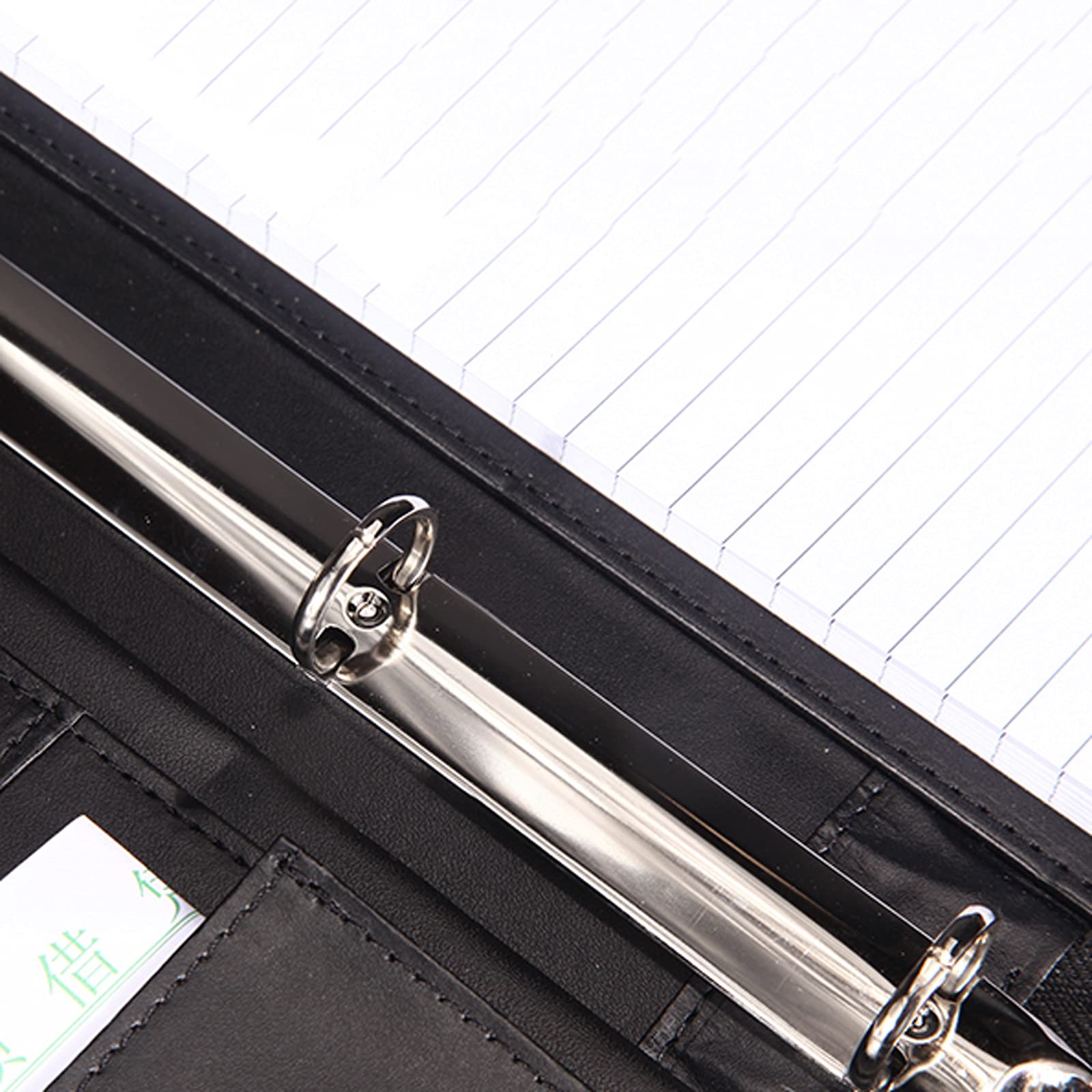 Carpeta Cartella Portatile Multi-Funzione A4 con Cerniera Cartella con più Sacchetti di stoccaggio in Pelle Appunti Business Data Binder (Nero/Marrone) Carpeta expandible (Color : Black)