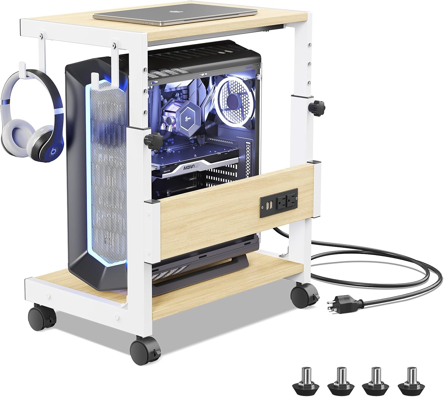 Computer Tower Stand with Charging Station