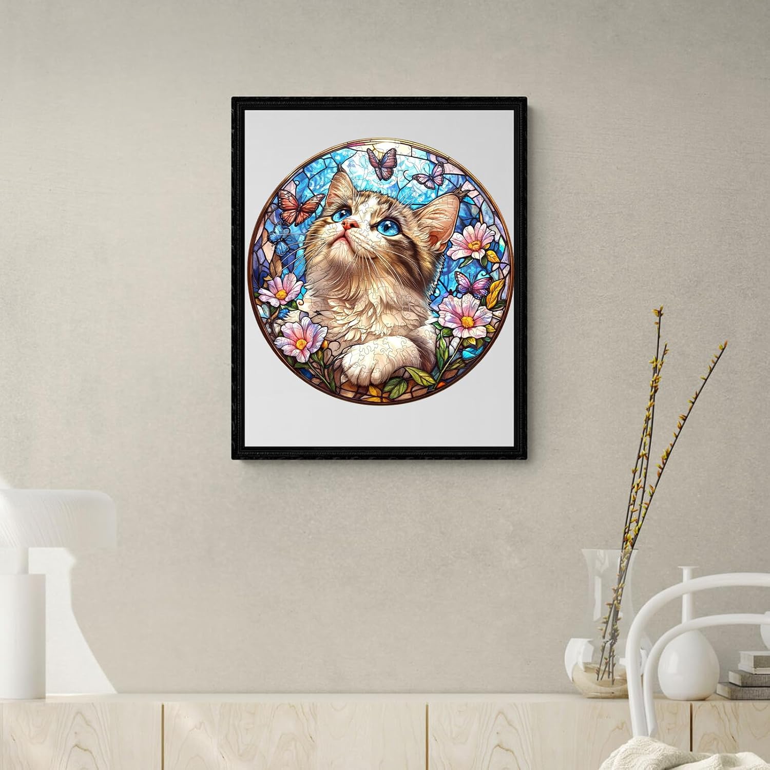 KAAYEE Wooden Puzzles for Adults (200 PCS, 11.4 * 11.4 in) Ragdoll Cat Wooden Jigsaw Puzzles for Adults Unique Shaped Pieces Wood Puzzle Gifts for Adults Cat Puzzles