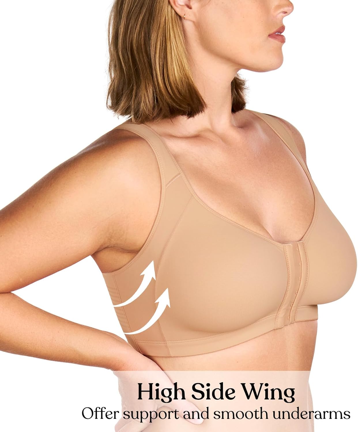 HSIA Posture Bras for Women - Front Closure Bra for Women No Underwire Back Support Plus Size Full Coverage Bra